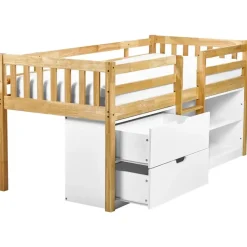 SUSVILLE - Kinderbed - Lichtbruin - 90 x 200 cm - Rubberhout