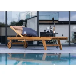 Svea - Cemre ligbed op wielen - acaciahout - naturel