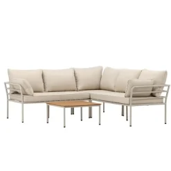 Svea - Jamal loungeset - hoekbank en tafel - beige/zand