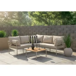Svea - Jamal loungeset - hoekbank en tafel - beige/zand