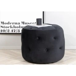 Svea - Juno hocker - velvet - zwart