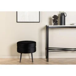 Svea - Zane hocker - velvet - zwart