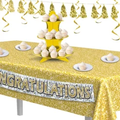 Tafellaken/tafelkleed goud - met bedrukte pailletten - 137 x 274 cm