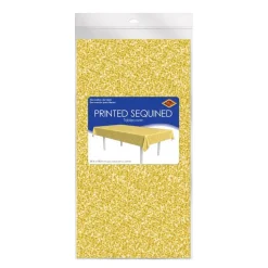 Tafellaken/tafelkleed goud - met bedrukte pailletten - 137 x 274 cm