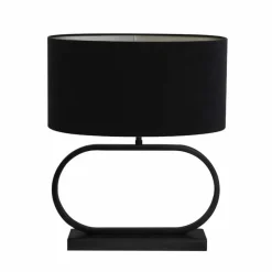 Tafellamp Jamiro/Velours Ovaal - Zwart/Zwart - Ø17,5x48,5cm