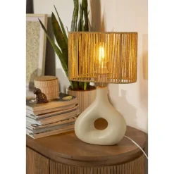 Tafellamp Reva - naturel keramiek - E27 - 42x26x13,5 cm