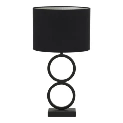 Tafellamp Stelios/Velours Ovaal - Zwart/Zwart - Ø15x62cm