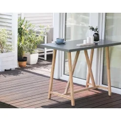 TALAMONE - Tuintafel - Lichthout/Grijs - 140 x 70 cm - Vezelcement