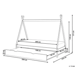 TALMONTIERS - Onderschuifbed - Grijs - 90 x 200 cm - Grenenhout