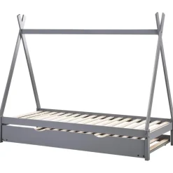 TALMONTIERS - Onderschuifbed - Grijs - 90 x 200 cm - Grenenhout