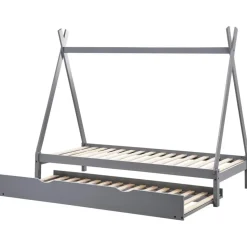 TALMONTIERS - Onderschuifbed - Grijs - 90 x 200 cm - Grenenhout