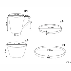 TAMARIND - 16-delige serviesset - Wit/Blauw - Porselein