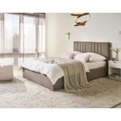 TARASCON - Tweepersoonsbed - Taupe - 140 x 200 cm - Stof