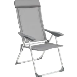 tectake 4 aluminium tuinstoel inklapbaar met hoofdsteun, Grijs