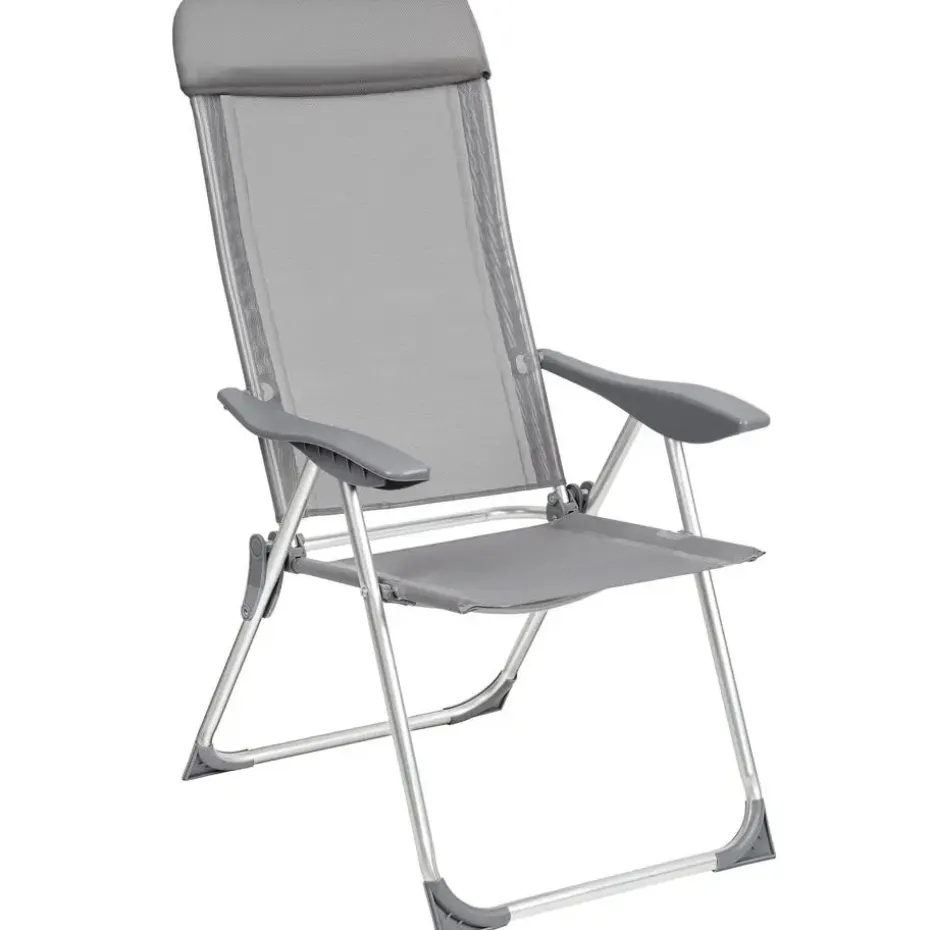 tectake 4 aluminium tuinstoel inklapbaar met hoofdsteun, Grijs