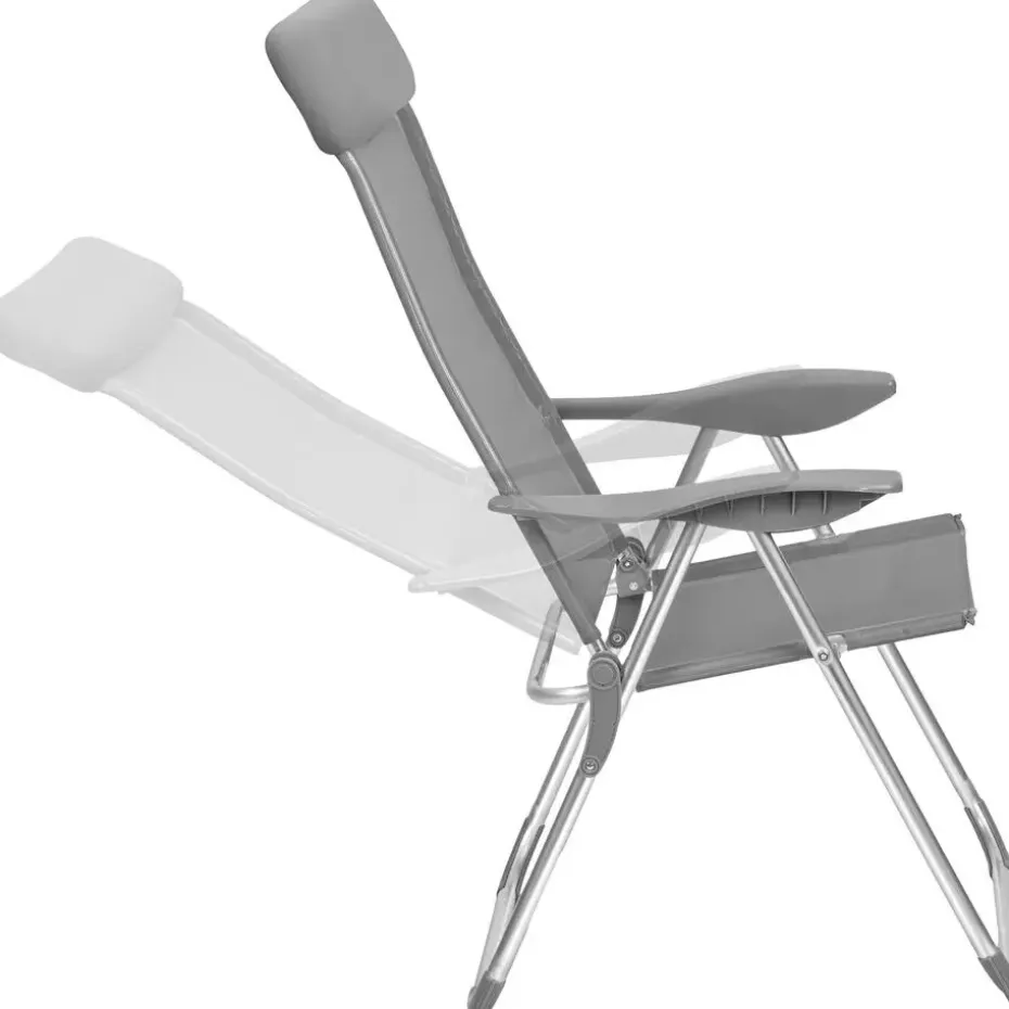 tectake 4 aluminium tuinstoel inklapbaar met hoofdsteun, Grijs