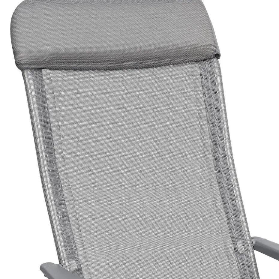 tectake 4 aluminium tuinstoel inklapbaar met hoofdsteun, Grijs