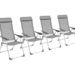 tectake 4 aluminium tuinstoel inklapbaar met hoofdsteun, Grijs
