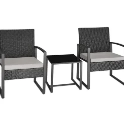 tectake - balkonset Granada - wicker - zwart