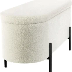 tectake - Bank met opbergruimte Lanja, gestoffeerd, bouclé-stof en opbergruimte
