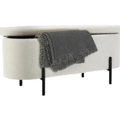 tectake - Bank met opbergruimte Lanja, gestoffeerd, bouclé-stof en opbergruimte