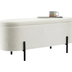 tectake - Bank met opbergruimte Lanja, gestoffeerd, bouclé-stof en opbergruimte