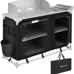tectake - Campingkeuken 116x52x107cm, Zwart