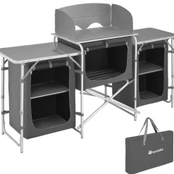 tectake - Campingkeuken 172x52x104cm, Grijs