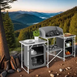 tectake - Campingkeuken 172x52x104cm, Grijs