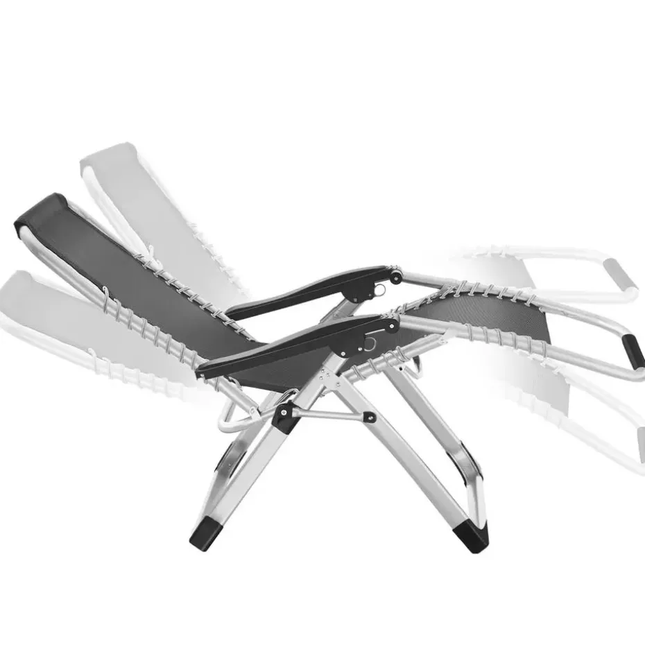 tectake - Ligbed Cloud inklapbaar, traploos verstelbaar, Lichtgrijs