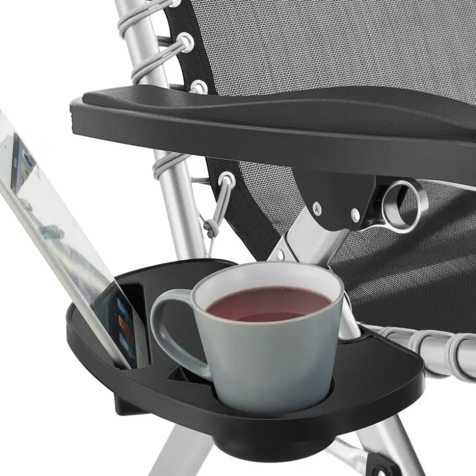 tectake - Ligbed Cloud inklapbaar, traploos verstelbaar, Lichtgrijs