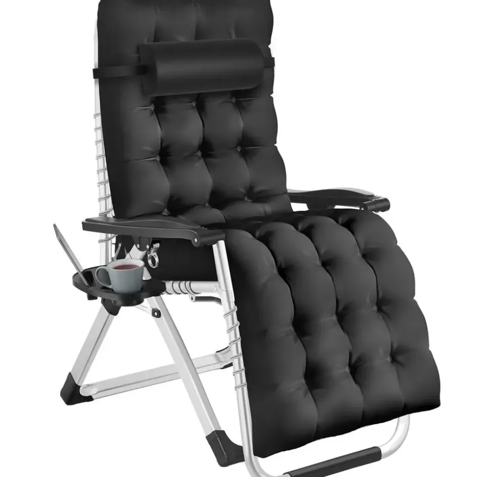 tectake - Ligbed Cloud inklapbaar, traploos verstelbaar, Zwart