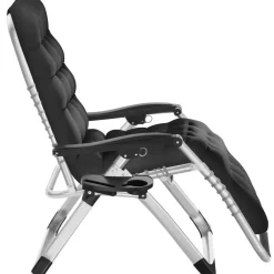 tectake - Ligbed Cloud inklapbaar, traploos verstelbaar, Zwart