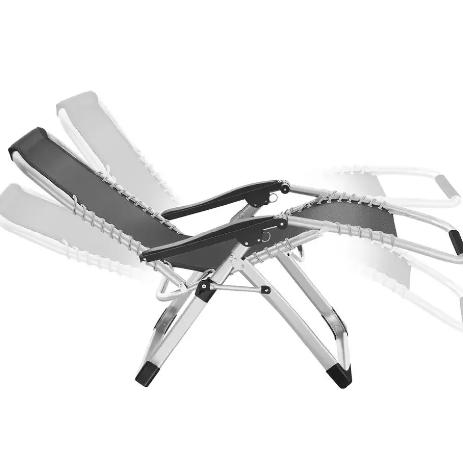 tectake - Ligbed Cloud inklapbaar, traploos verstelbaar, Zwart