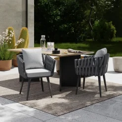 tectake - Set van 2 stoelen Lugano in rope-design met aluminium frame