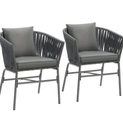 tectake - Stoelset Valeiras in rope-design, dikke kussens, 60x61x77cm