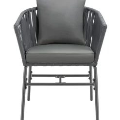 tectake - Stoelset Valeiras in rope-design, dikke kussens, 60x61x77cm