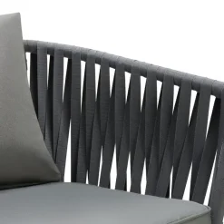 tectake - Stoelset Valeiras in rope-design, dikke kussens, 60x61x77cm