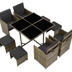 tectake - tuinset Bilbao - wicker met beschermhoes - natuurkleur