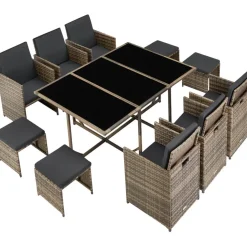 tectake - tuinset Malaga - wicker - natuurkleur