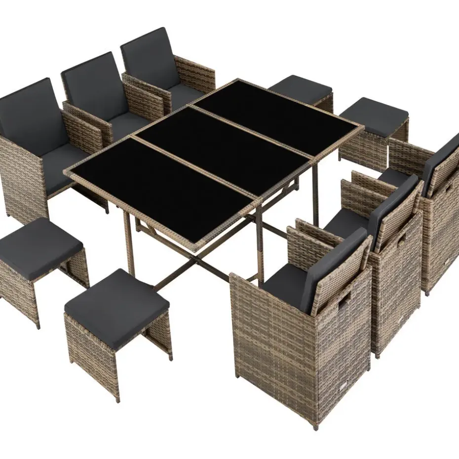 tectake - tuinset Malaga - wicker - natuurkleur