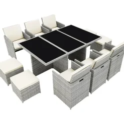 tectake - tuinset New York - wicker - lichtgrijs