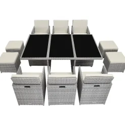 tectake - tuinset New York - wicker - lichtgrijs