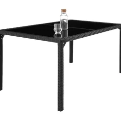 tectake - tuinset Porto 6 + 1 - wicker - zwart / grijs