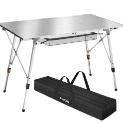 tectake Aluminium klaptafel Bastiaan in hoogte verstelbaar , Zilver