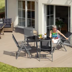 tectake Aluminium tuinset 4+1 - Zilver