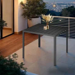 tectake Aluminium tuintafel Maren met in hoogte verstelbare poten 90x90x74,5cm