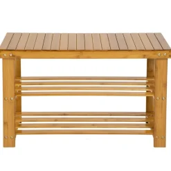 tectake Bamboe schoenenbank met 2 niveaus en bank 70x28x45,5cm, Bruin