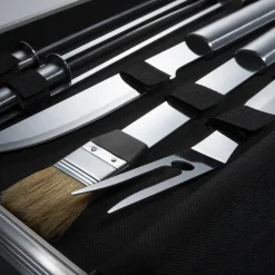 tectake Barbecue bestek van roestvrij staal 18-delig, Grijs