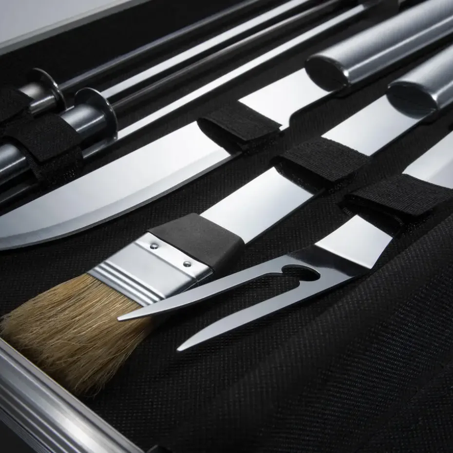 tectake Barbecue bestek van roestvrij staal 18-delig, Grijs